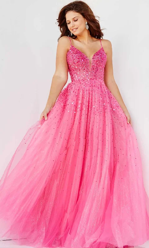 prom dresses with pocketsJVN by Jovani JVN08408 - Spaghetti Straps Sequin Prom Gown