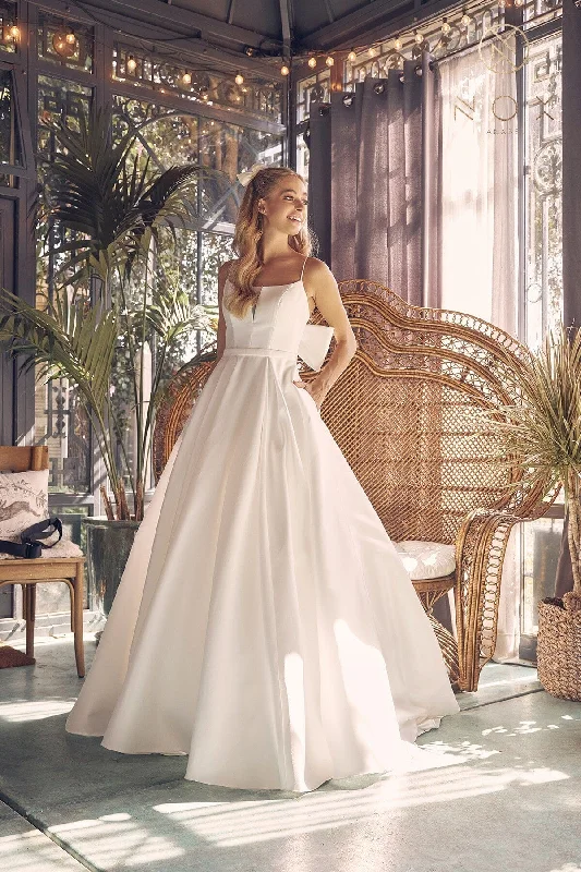 Formal Dress for Polo MatchesA-line Bridal Gown with Bow Detail by Nox Anabel JE968