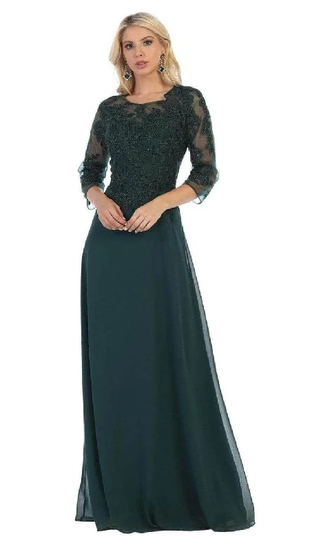 prom dress accessoriesMay Queen - Embroidered Scoop Neck Prom Dress MQ1637