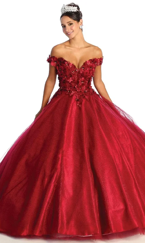 prom dresses for pear shapesMay Queen LK166 - Off Shoulder Applique Prom Ballgown