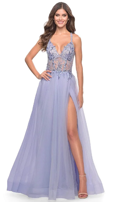 illusion neckline prom dressesLa Femme 31369SC - Embellished Sheer Bodice Prom Dress