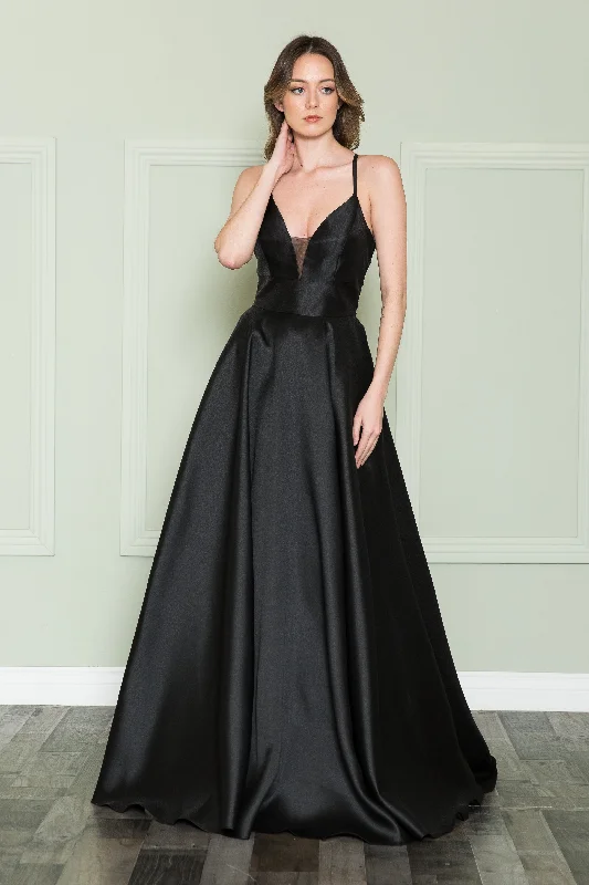 Classic Formal Dress StylesMikado Gown with Lace Back by Poly USA 8762