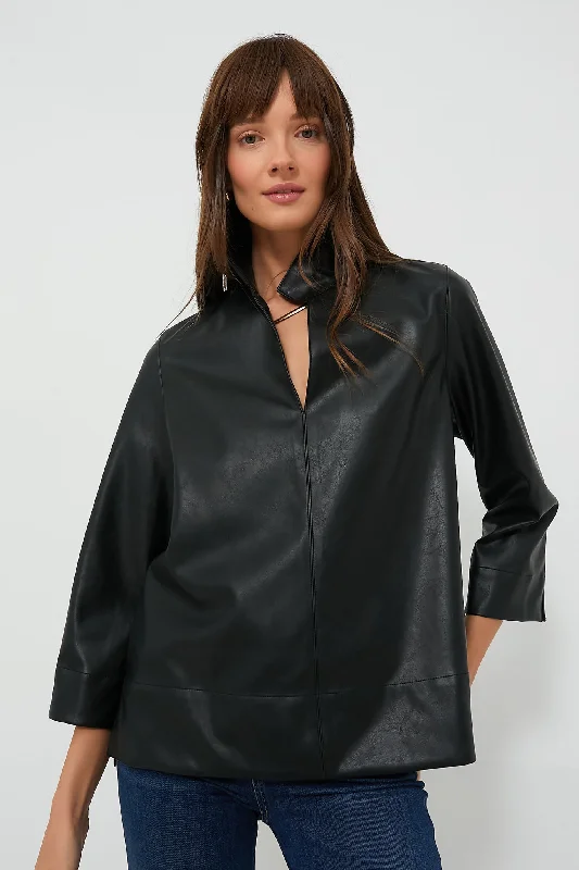 women's tops for those who want to invest in timeless piecesBlack Leather Margot Top