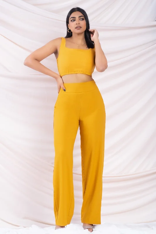 women's tops for those who seek both style and comfortMustard Square Neck Crop Top