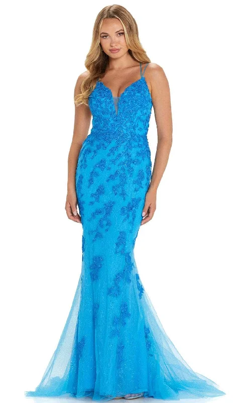 prom dress accessoriesAmarra 88588 - V-Neck Leaf Appliqued Prom Gown