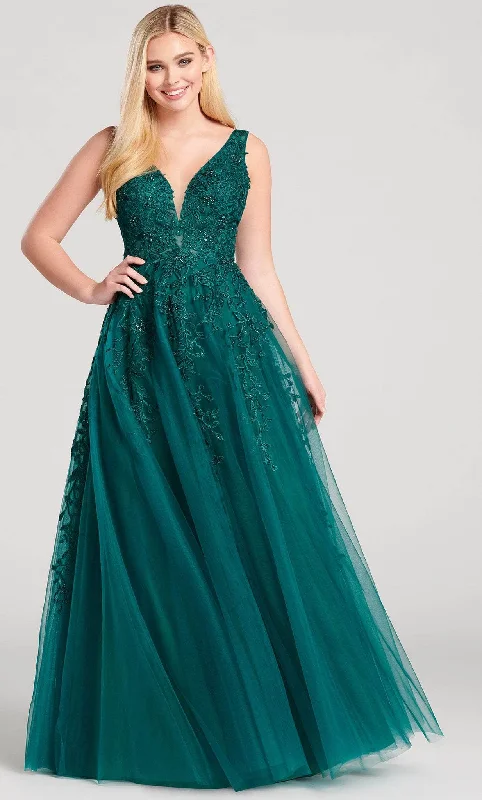 chiffon prom dressesEllie Wilde EW22048 - Embellished Tulle Prom Dress