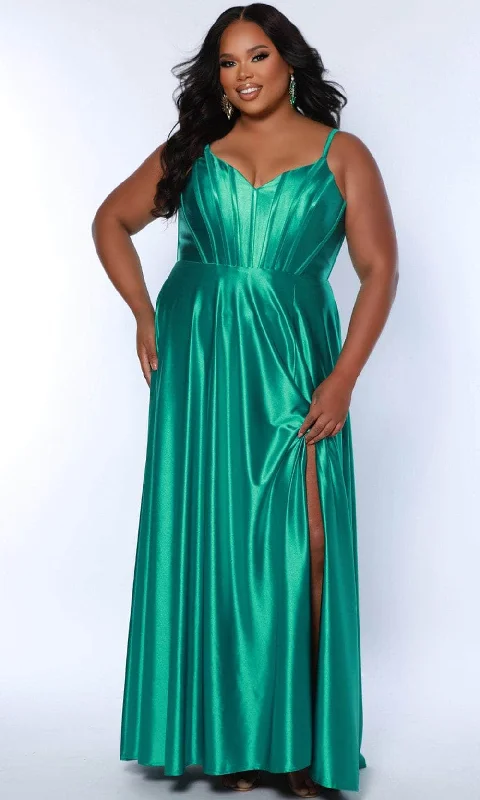 prom dresses for pear shapesSydney's Closet SC7380 - Satin Sleeveless Prom Dress