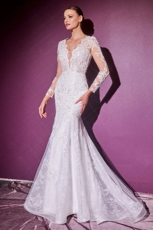 Formal Dress for Eco-Conscious EventsLong Sleeve Lace Bridal Gown by Cinderella Divine CD951W