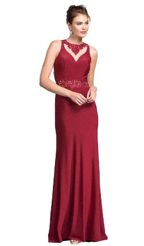 halter neck prom dressesAspeed Design - Sleeveless Embellished Prom Dress L1986