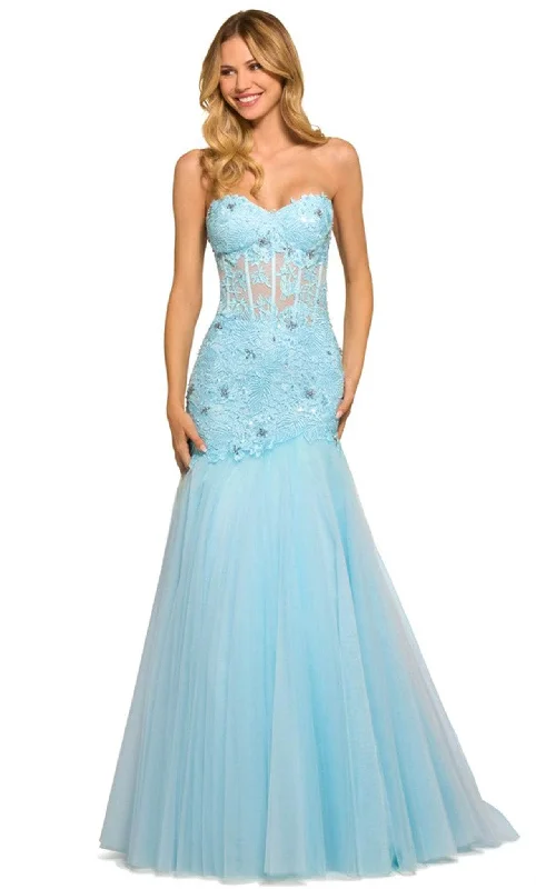 prom dress shopping tipsSherri Hill 55488 - Embroidered Strapless Prom Gown