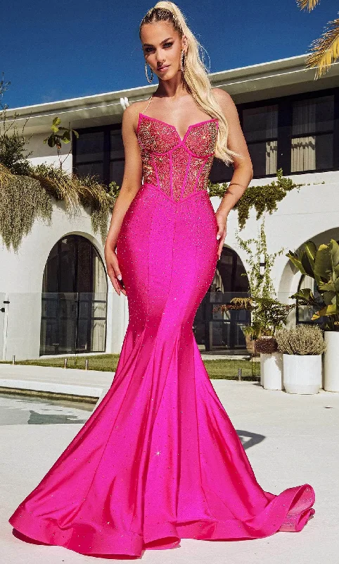 prom dresses for pear shapesPortia and Scarlett PS23360 - Sleeveless Seamed Mermaid Long Prom Gown