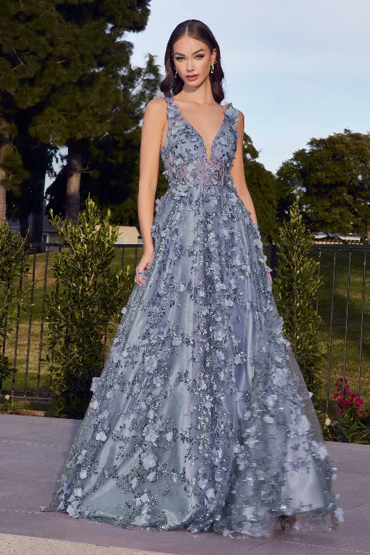 Formal Dress for Sports Awards3D Floral Glitter Ball Gown by Ladivine J838