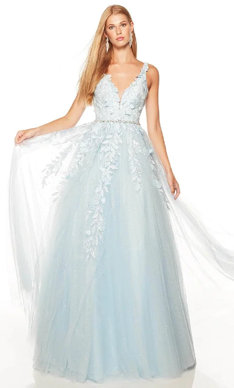 mini prom dressesAlyce Paris 61296 - Embroidered Sleeveless Prom Dress