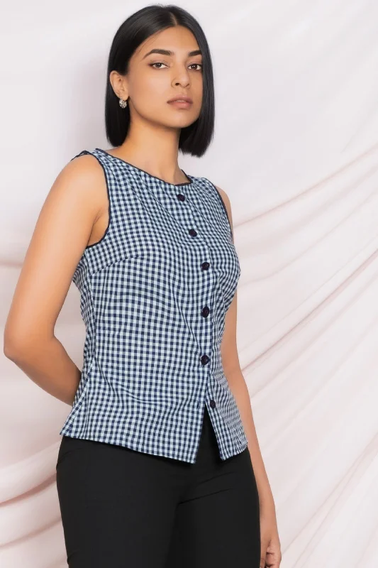 women's tops for those who want to show off their figure in a flattering wayBlue Printed Top