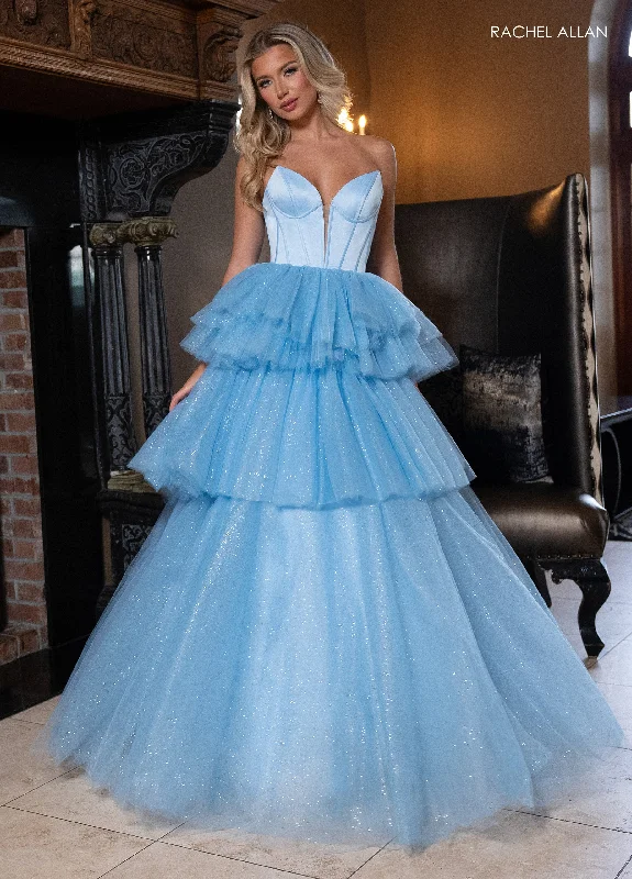 Formal Dress for Winter Formal EventsStrapless Tiered Ball Gown by Rachel Allan 70876