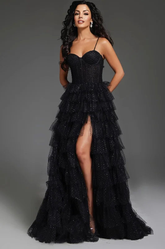 Formal Dress for Modeling AuditionsSleeveless A-line Tiered Slit Gown by Jovani 38278