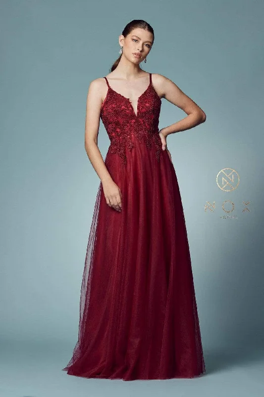 plus-size prom dressesNox Anabel - Spaghetti Strap A-Line Prom Gown R357