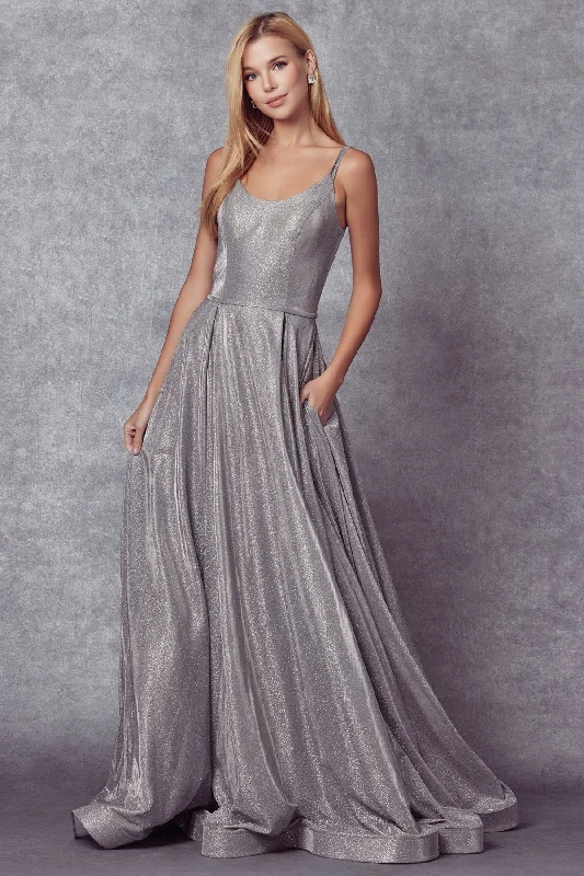 Formal Dress Rental ServicesMetallic Glitter A-line Gown by Juliet 206