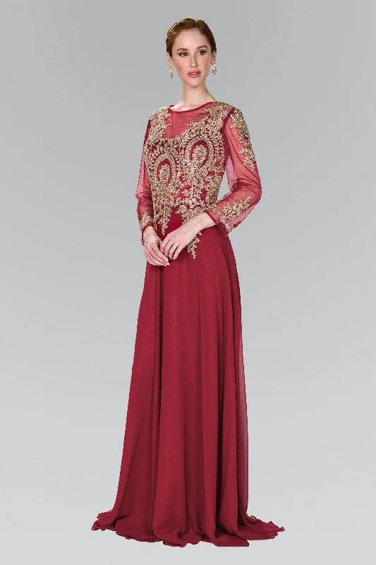 Formal Dress for ConcertsApplique Long Sleeve Gown by Elizabeth K GL1368