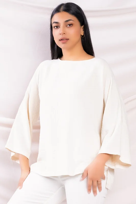 women's tops for those who want to add a touch of elegance and sophistication to their everyday wearCream Drop Sleeve Linen Top