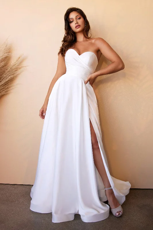 Formal Dress for Grammy AwardsSatin Strapless Bridal Gown by Cinderella Divine CD0166W - Outlet