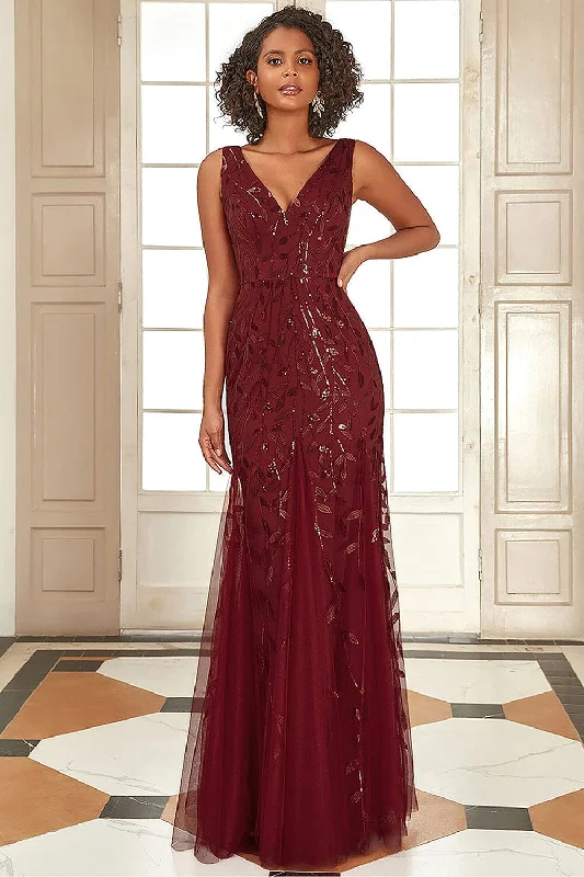 Formal Dress for Formal Day EventsApplique Fitted V-Neck Mesh Gown by Amelia Couture 7886