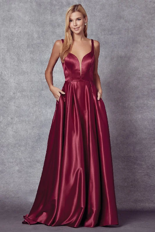 Formal Dress for GraduationsSleeveless V-Neck Bow Back Gown by Juliet 691