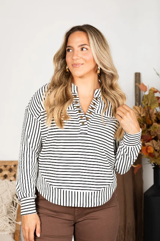 cozy women's tops for fall and winterWhite Stripe Grommet Detail Sweatshirt