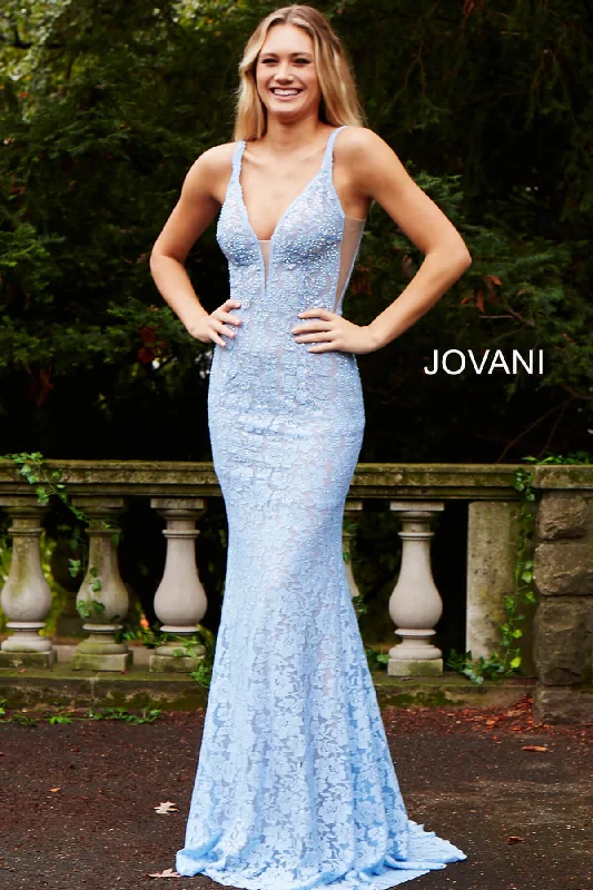 Plus Size Formal Dresses OnlineBeaded Lace Fitted Sleeveless Gown by Jovani 48994