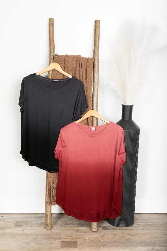 women's tops for picnics in the parkOmbre Short Sleeve Knit Top