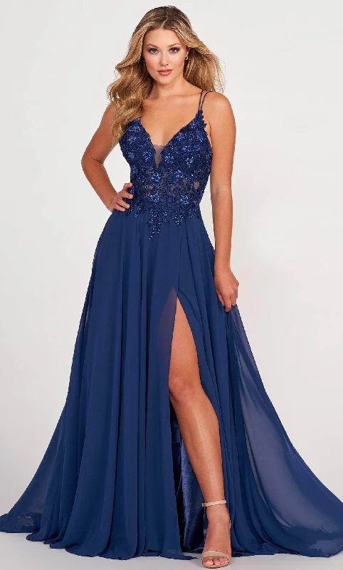 prom dresses for summerEllie Wilde EW34078 - Lace Appliqued Prom Dress