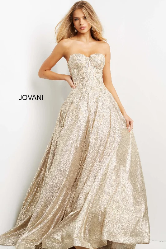 Formal Dress for Modeling AuditionsGlitter Strapless A-line Gown by Jovani 07497