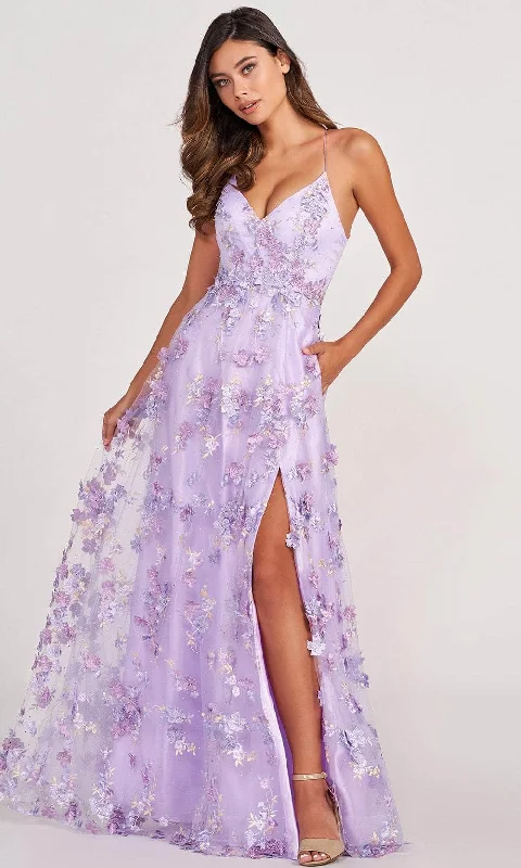 prom dresses for apple shapesColette By Daphne CL2056 - Floral A line Prom Dress