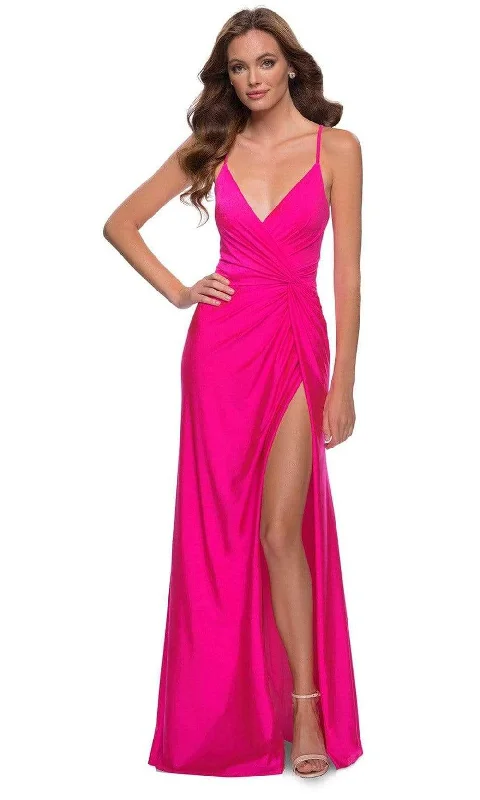 plus-size prom dressesLa Femme - 29870 Hot Pink Taffeta Junior Prom Dress