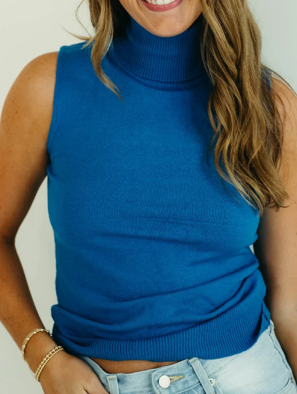 women's tops for those who want to create stylish and put-together outfits without spending a fortuneDailey Turtleneck Top - Blue