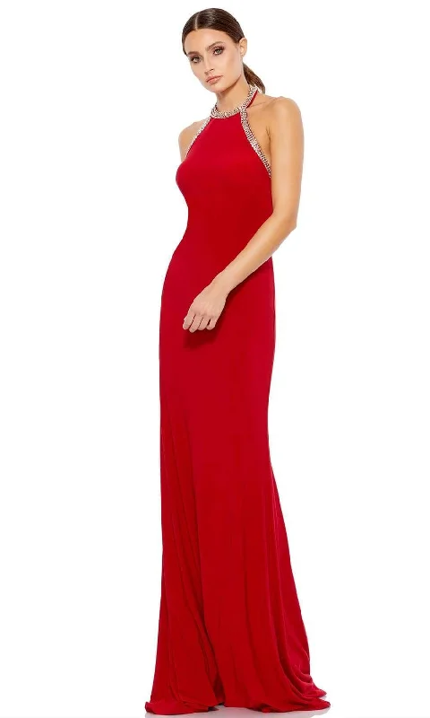 flutter sleeve prom dressesIeena Duggal - 55285 Halter Simple Prom Sheath Dress