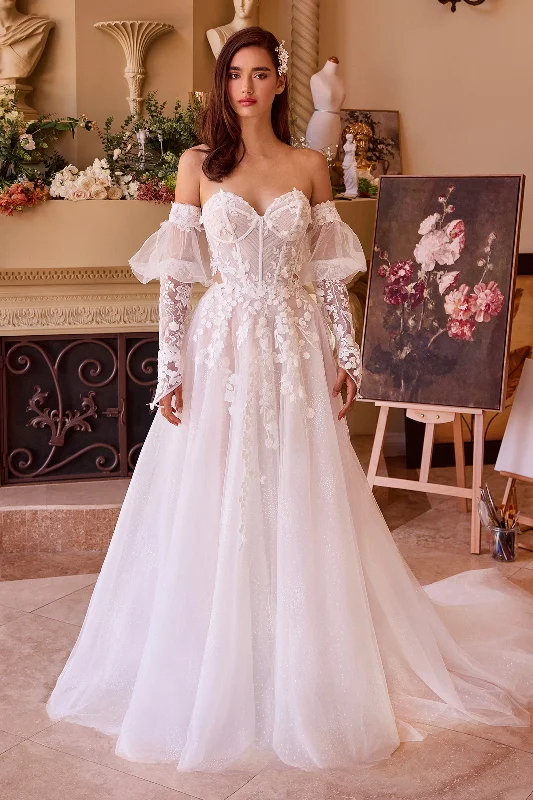 Formal Dress for Small WeddingsStrapless Long Sleeve Bridal Gown by Ladivine WL032