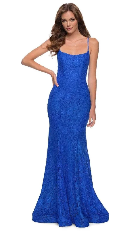 affordable prom dressesLa Femme - 29611 Spaghetti Strap Lace Modest Prom Gown