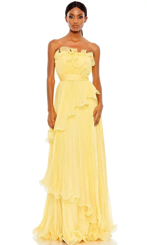 flowy prom dressesMac Duggal 49537 - Ruffled Strapless A-Line Prom Gown