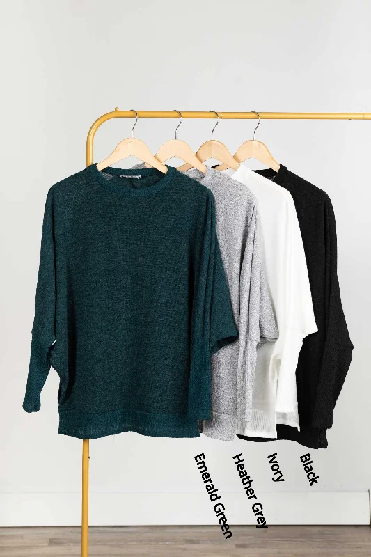 women's tops for creating capsule wardrobesLong Sleeve Melange Knit Top