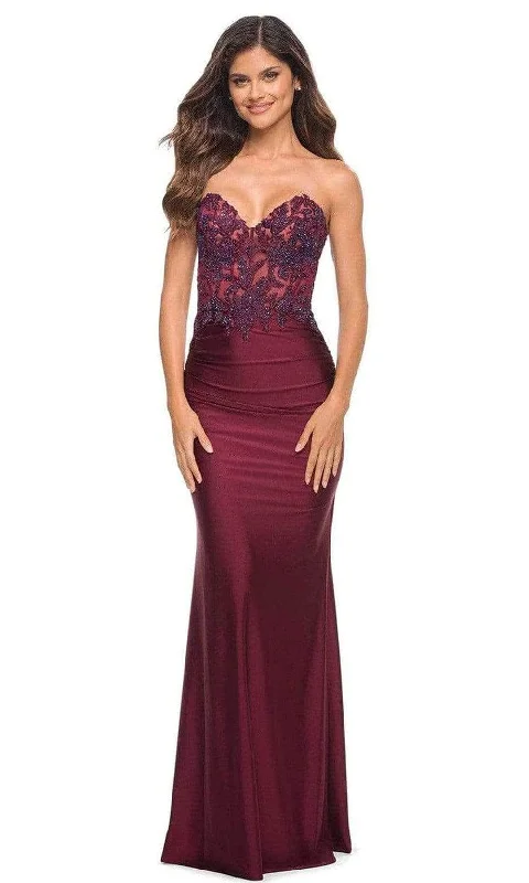 high-low prom dressesLa Femme - Beaded Sweetheart Prom Dress 30720SC