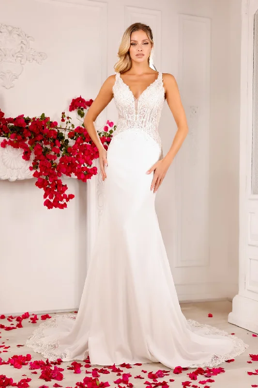 Formal Dress for Large WeddingsLace Satin Sleeveless Bridal Gown by Abby Lane 97126