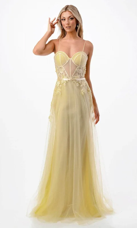 prom dresses for summerAspeed Design P2110 - Sleeveless Lace Applique Embellished Prom Dress