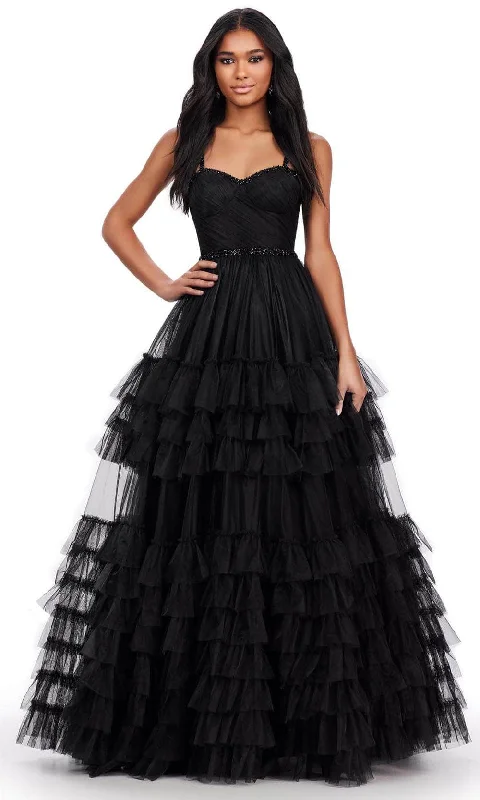 prom dresses for plus-size figuresAshley Lauren 11603 - Sweetheart Tiered A-Line Prom Dress