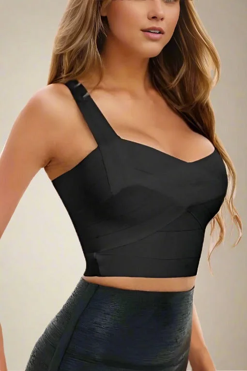 women's tops for those who appreciate subtle and muted tonesJay Bandage Crop Top - Classic Black