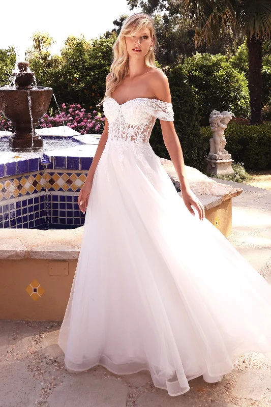 Formal Dress Shops in New YorkOff Shoulder Bridal Gown by Cinderella Divine CD961W