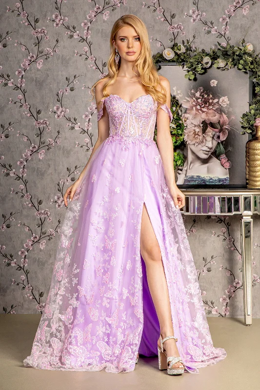 Formal Dress for Destination WeddingsEmbroidered Sweetheart A-line Slit Gown by GLS Gloria GL3206