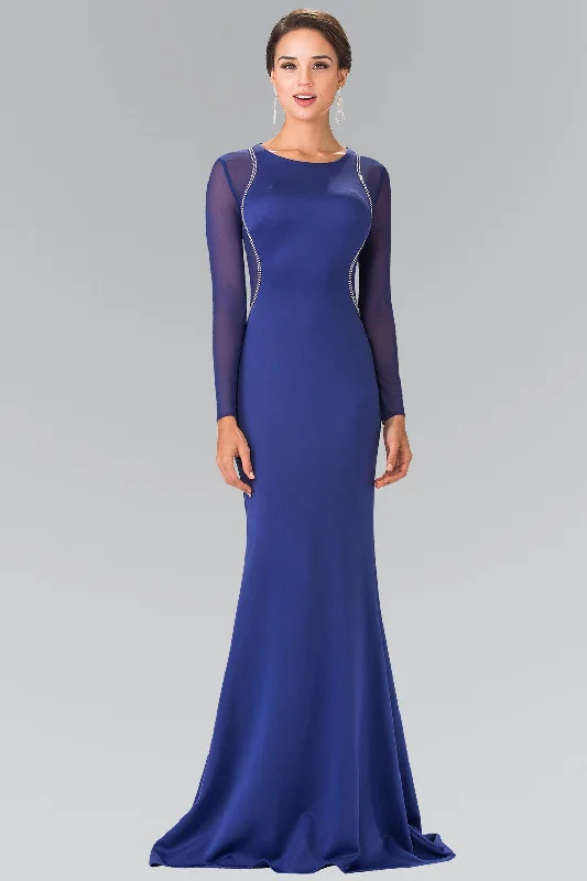 Formal Dress for Large WeddingsBeaded Sheer Long Sleeve Gown by Elizabeth K GL2284 - Outlet