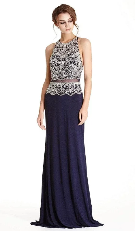 sweetheart neckline prom dressesTrevi Collection - Beaded Halter Neck Prom Dress L1643