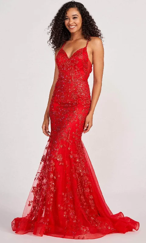 prom dresses with floral embroideryColette By Daphne CL2076 - Embellished Sleeveless Prom Gown